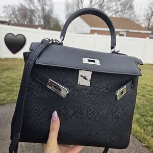 Black Leather Shoulder Bag ON HOLD